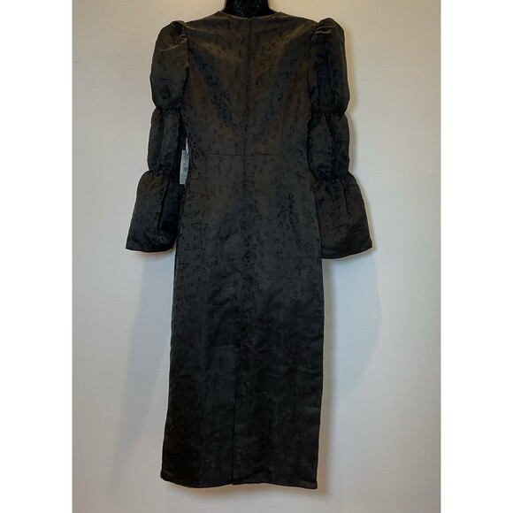 Tuckernuck Hyacinth House Black Jacquard Puff Sleeve Midi Darcy Dress Small NWT - Picture 3 of 11